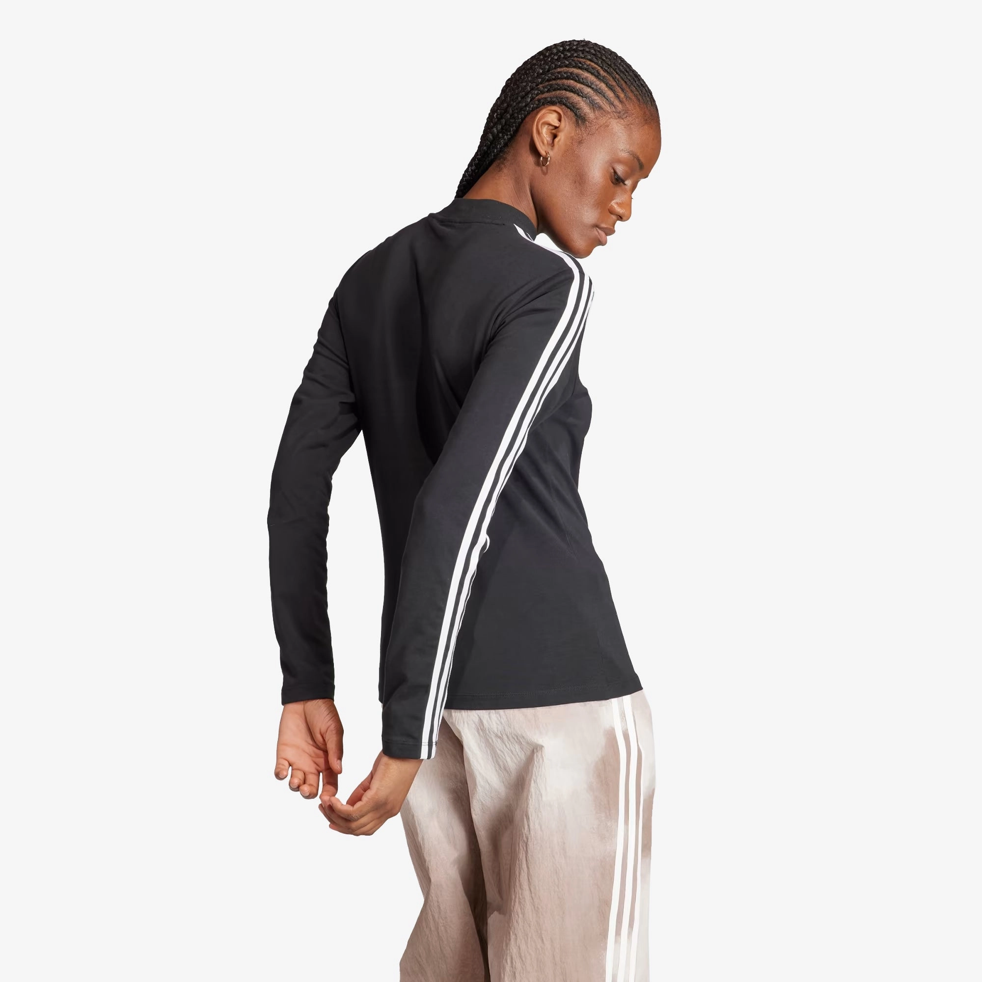 Adidas Originals | ADICOLOR CLASSICS 3-STRIPES HIGH NECK LONG SLEEVE TEE  { BLACK