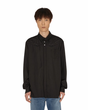 Barbed Wire Embroidered Shirt Black