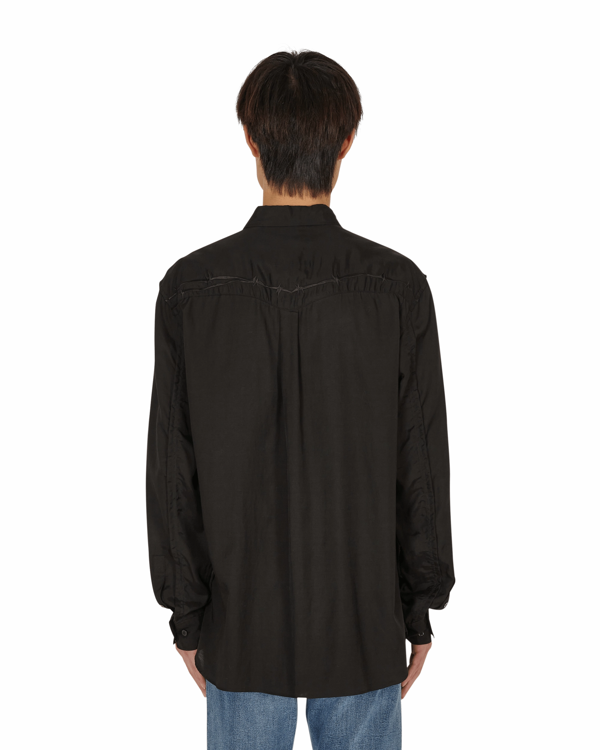 Barbed Wire Embroidered Shirt Black