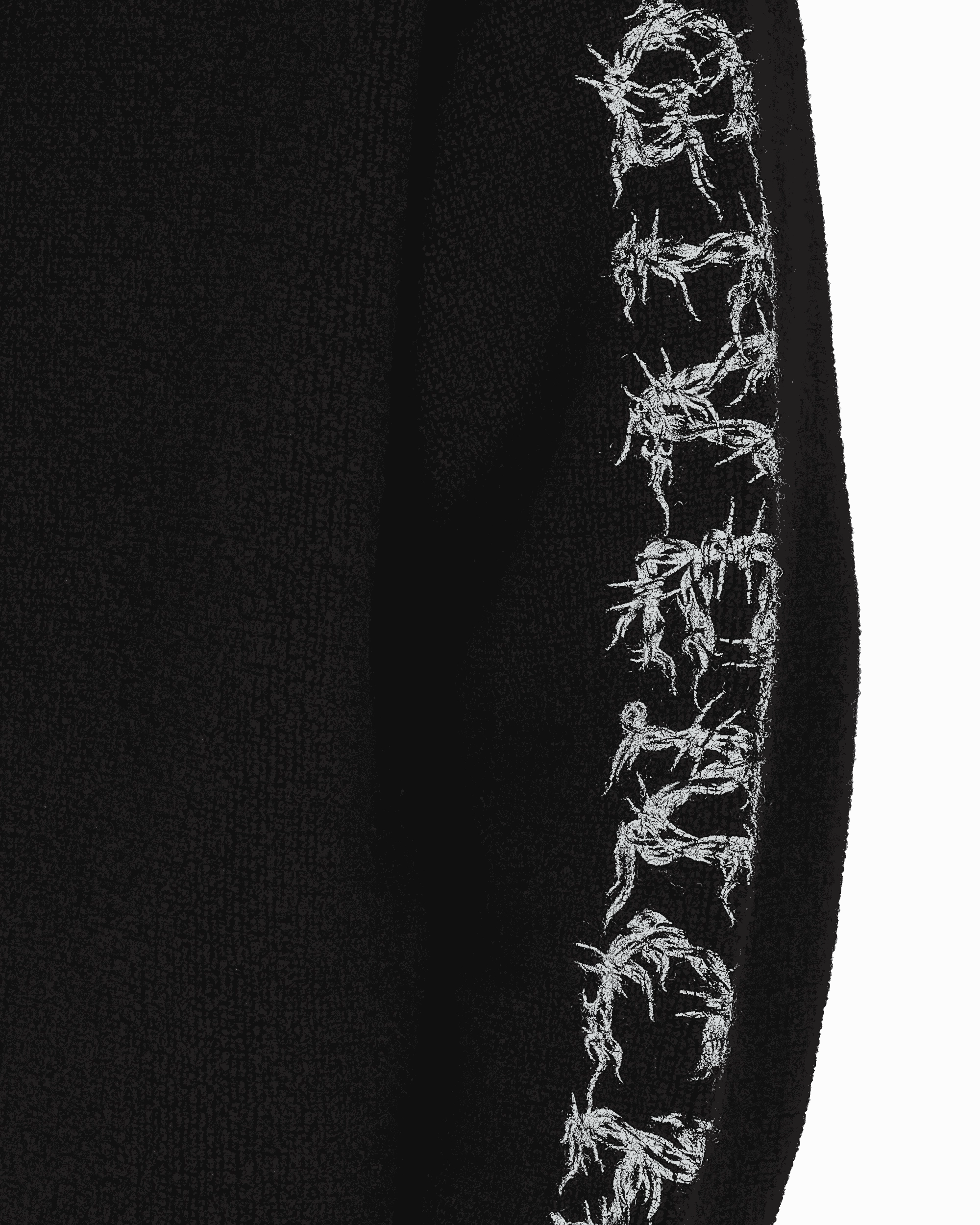 Barbed Wire Printed Hooded Zip Sweater Black