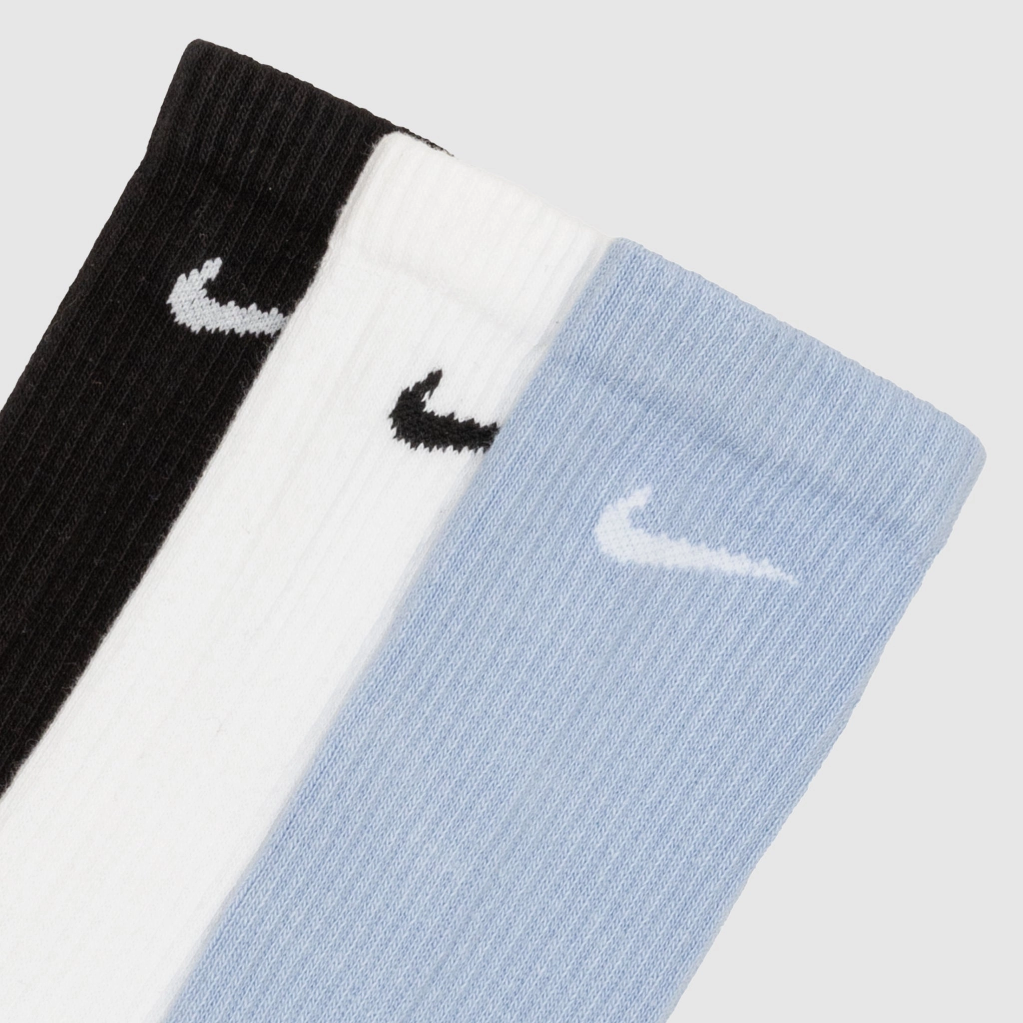 EVERYDAY PLUS CUSHIONED CREW SOCK BLACK/WHITE/PASTEL BLUE