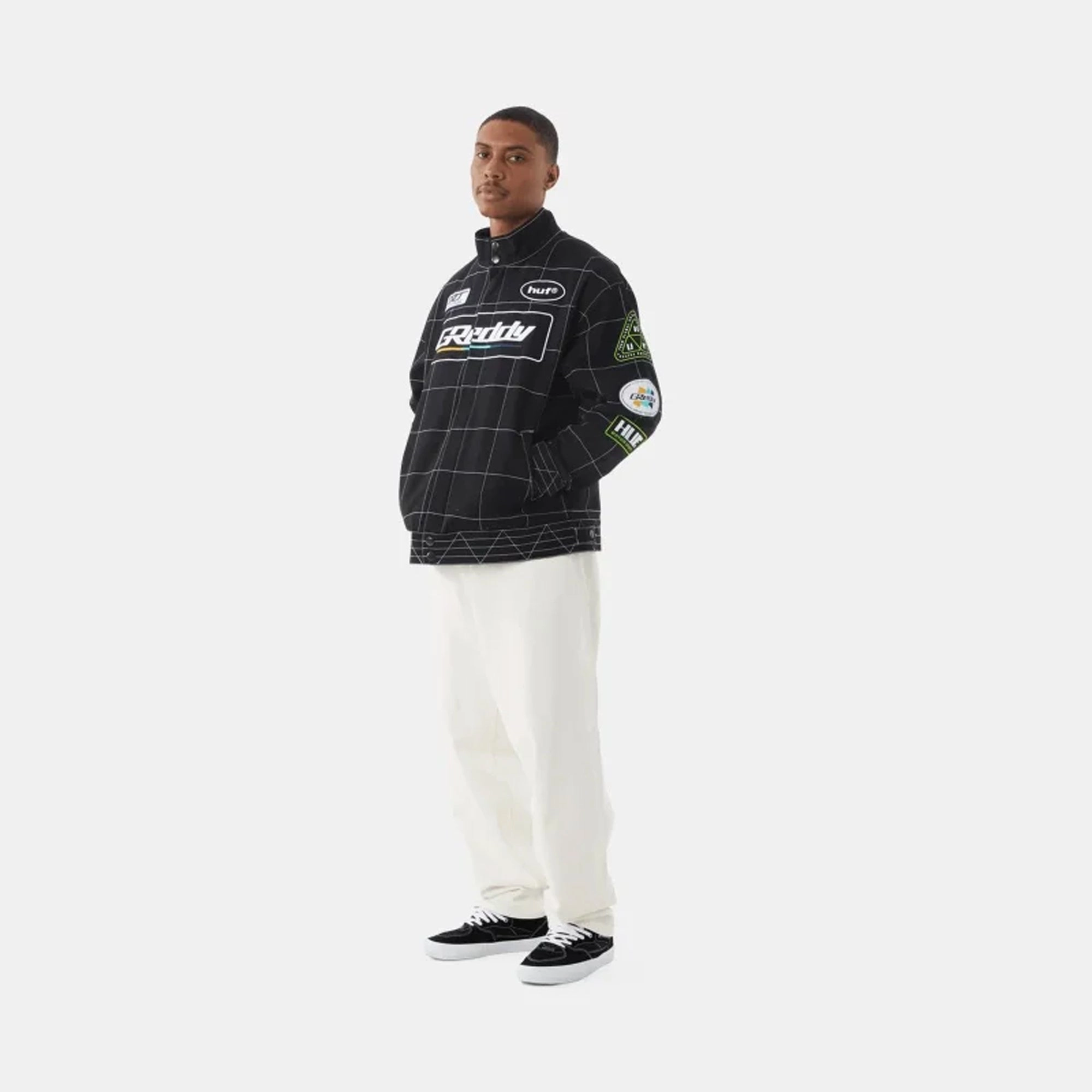 HUF | X GREDDY RACING TEAM JACKET  { BLACK/WHITE