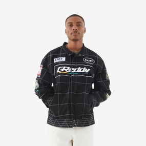 HUF | X GREDDY RACING TEAM JACKET  { BLACK/WHITE