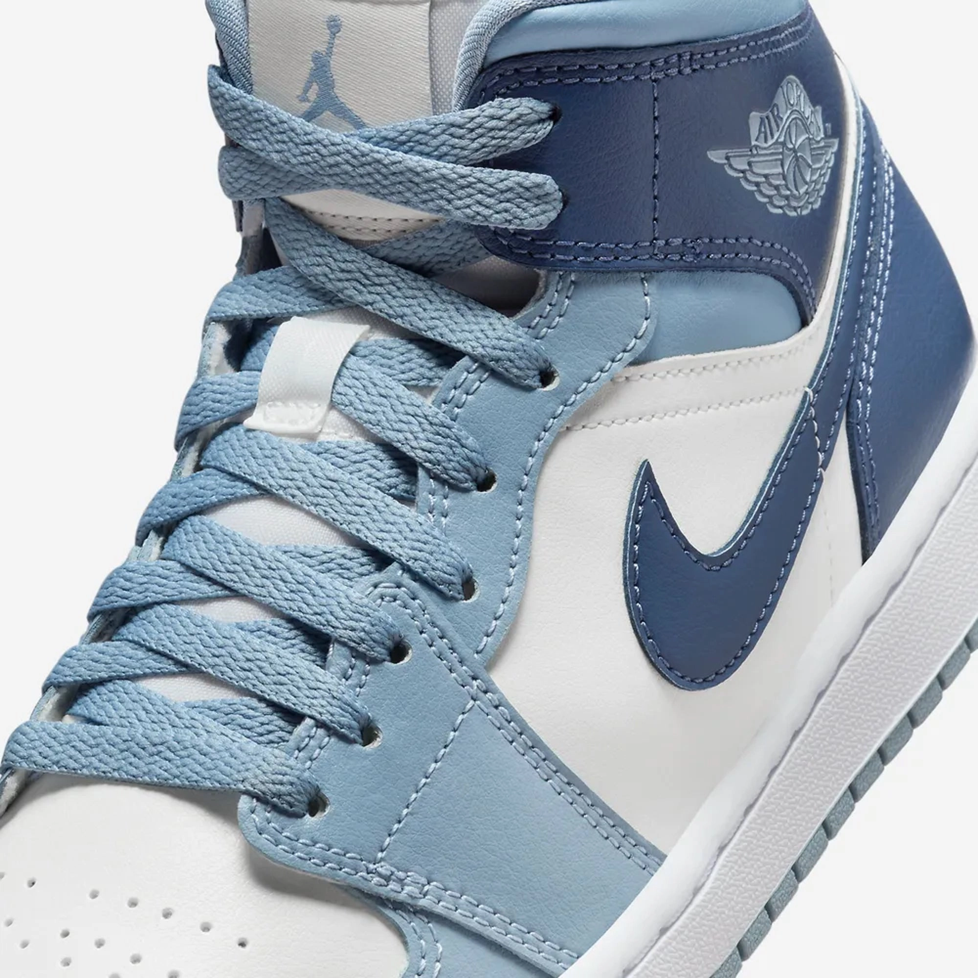 Jordan | AIR JORDAN 1 MID  { SAIL/DIFFUSED BLUE-BLUE GREY-WHITE