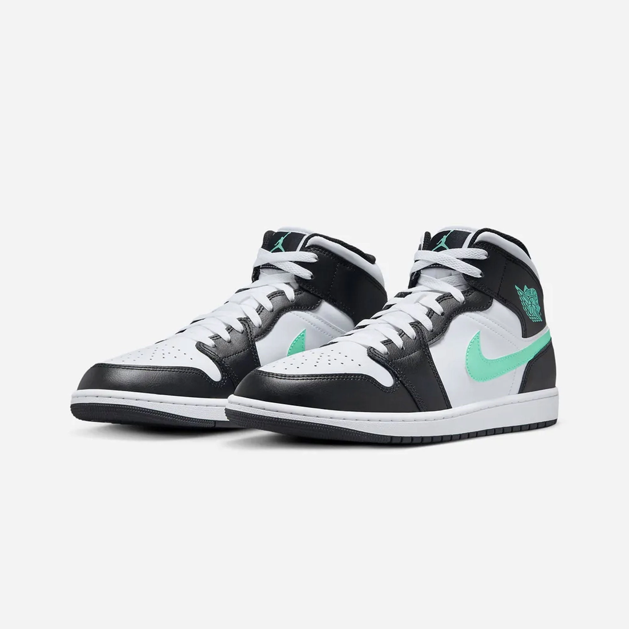 Jordan | AIR JORDAN 1 MID  { WHITE/GREEN GLOW-BLACK