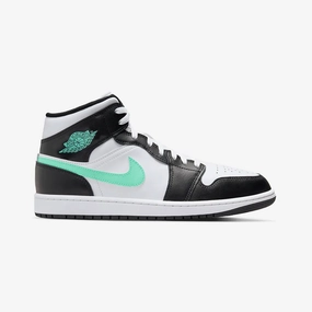 Jordan | AIR JORDAN 1 MID  { WHITE/GREEN GLOW-BLACK