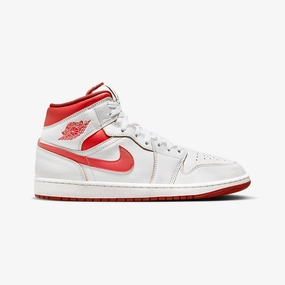 Jordan | AIR JORDAN 1 MID SE  { WHITE/LOBSTER-DUNE RED-SAIL