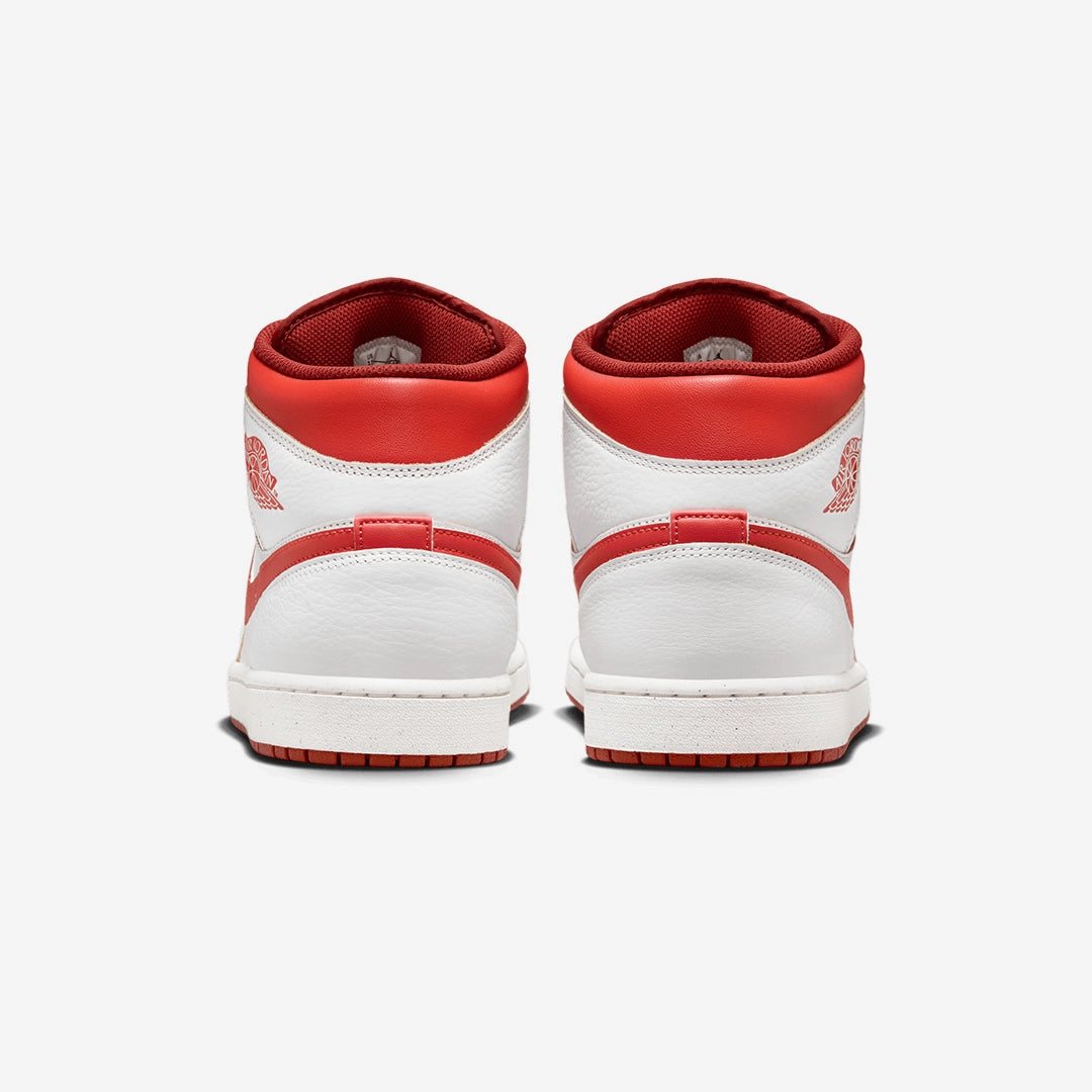 Jordan | AIR JORDAN 1 MID SE  { WHITE/LOBSTER-DUNE RED-SAIL