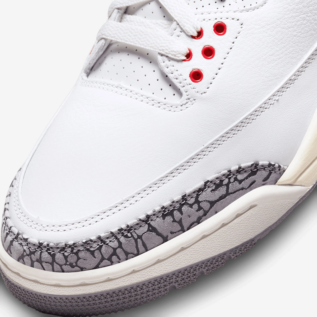 Jordan | AIR JORDAN 3 RETRO  { SUMMIT WHITE/FIRE RED-BLACK-CEMENT GREY