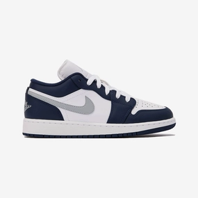 JORDAN | AIR JORDAN LOW 1 LOW (GS) { WHITE/WOLF GREY-MIDNIGHT NAVY
