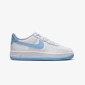 Nike | AIR FORCE 1 (GS)  { WHITE/AQUARIUS BLUE-WHITE