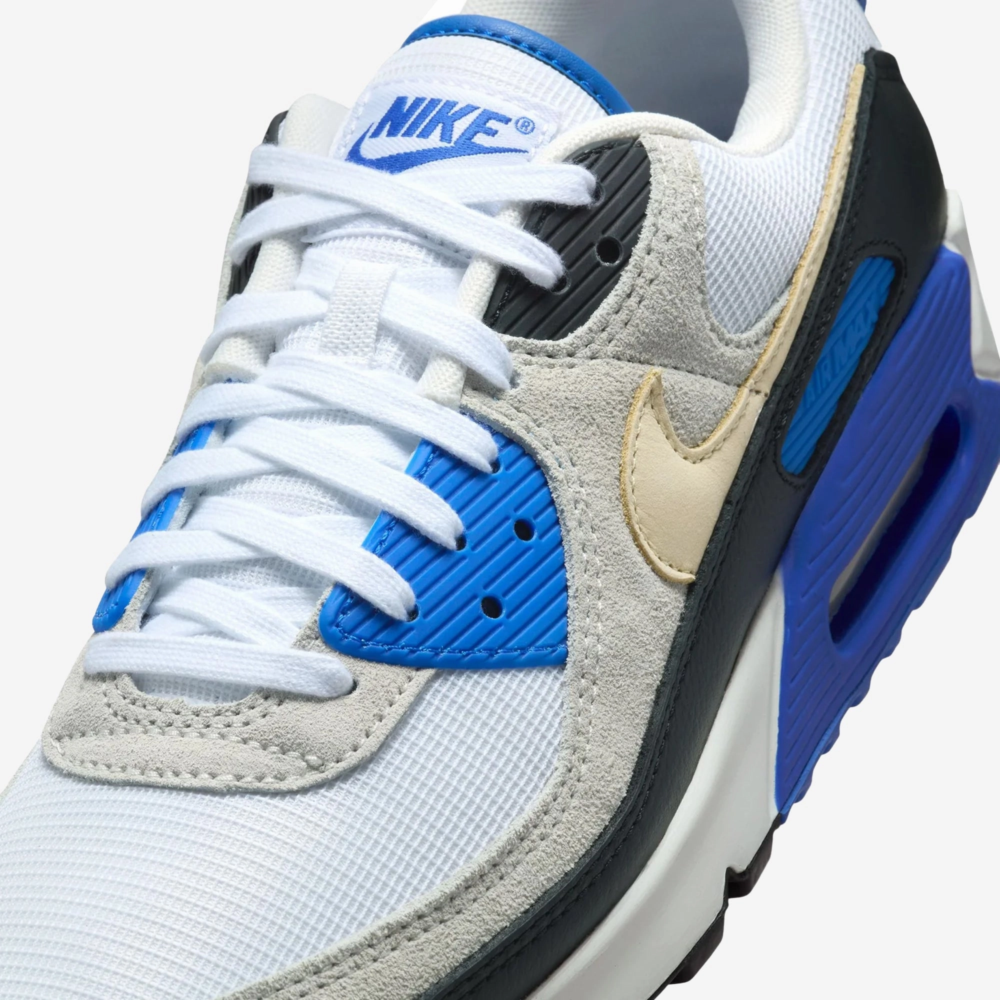 NIKE | AIR MAX 90 PREMIUM { WHITE/KHAKI-RACER BLUE-BLACK