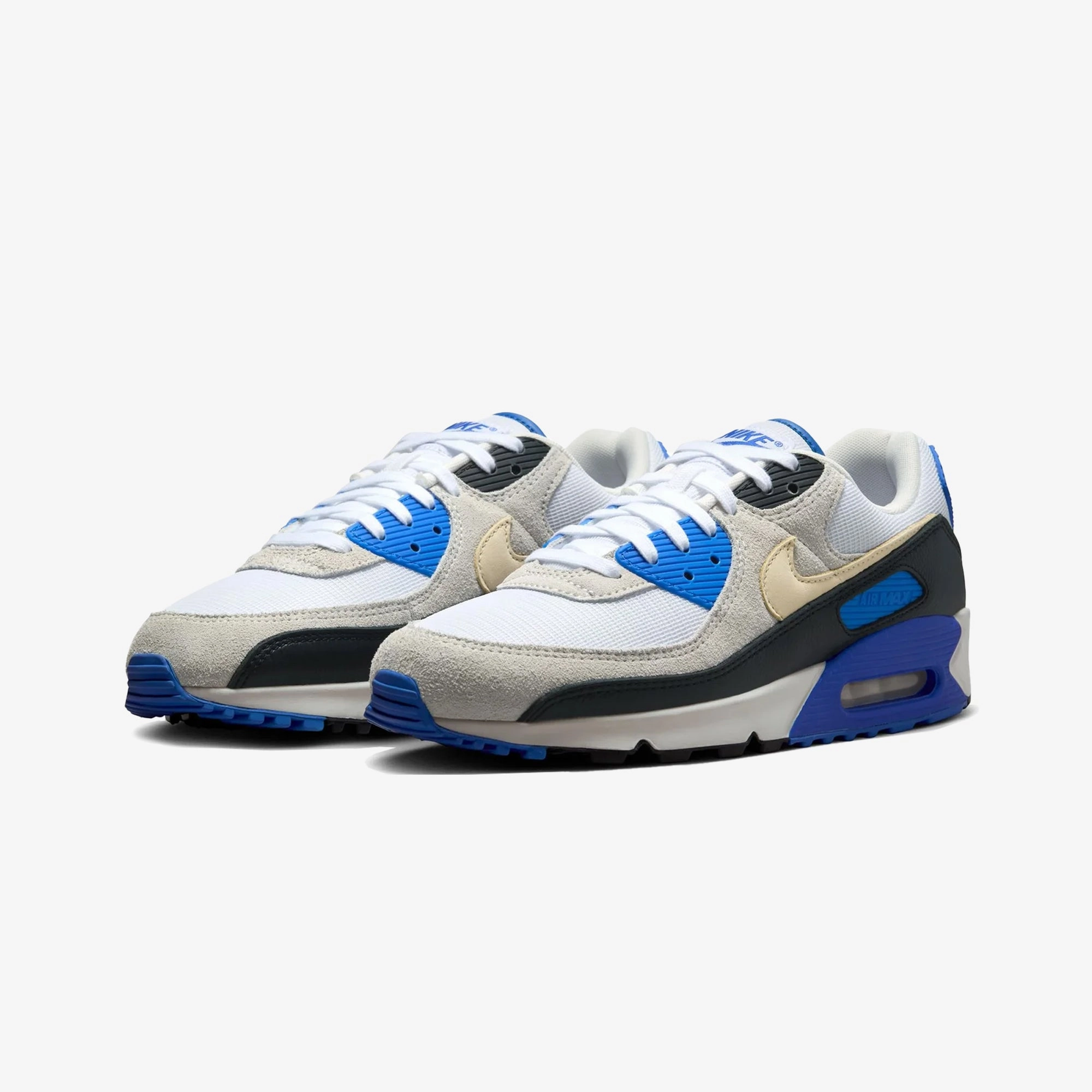 NIKE | AIR MAX 90 PREMIUM { WHITE/KHAKI-RACER BLUE-BLACK