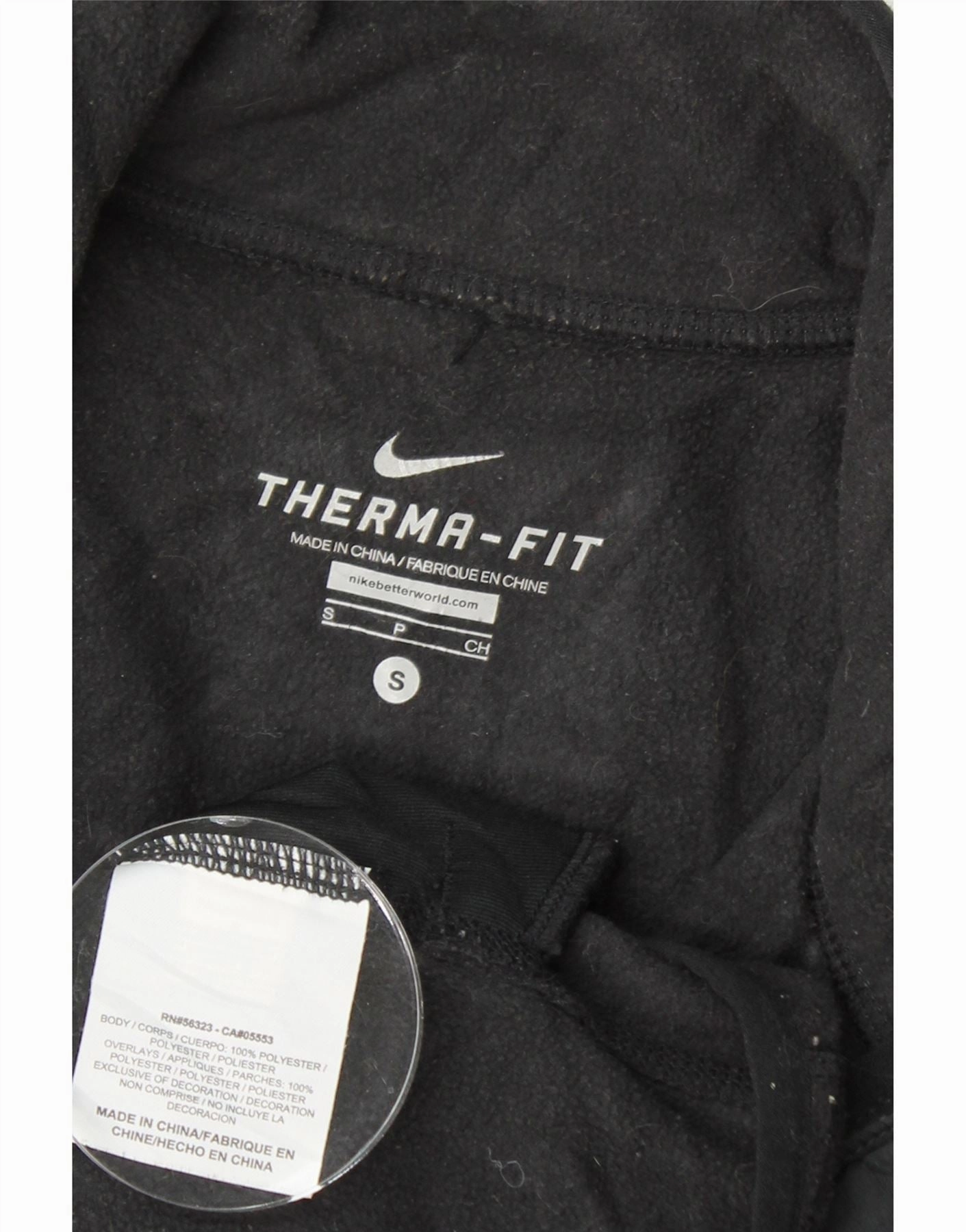 NIKE Mens Therma-Fit Fleece Jacket UK 36 Small Black Colourblock Polyester