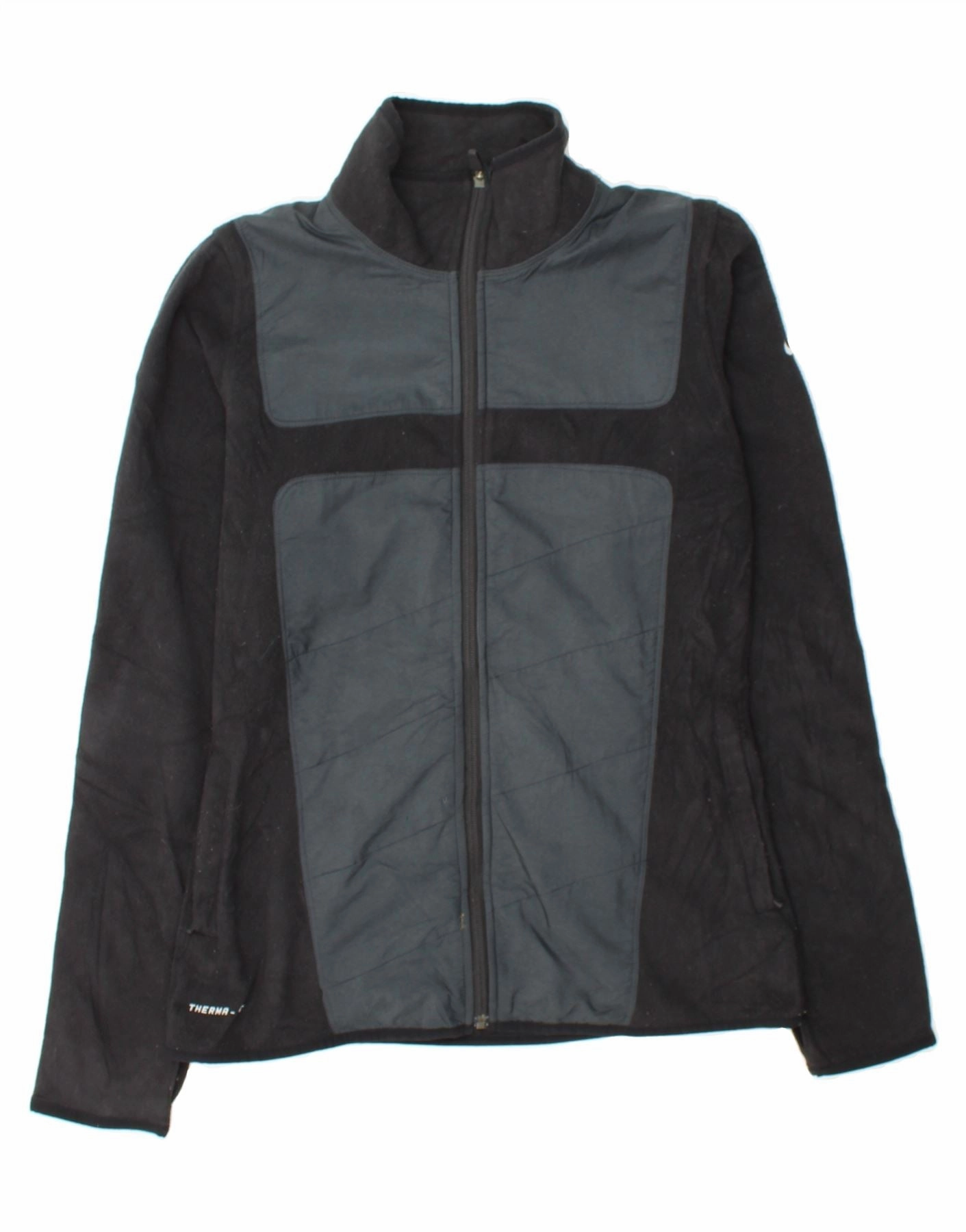 NIKE Mens Therma-Fit Fleece Jacket UK 36 Small Black Colourblock Polyester