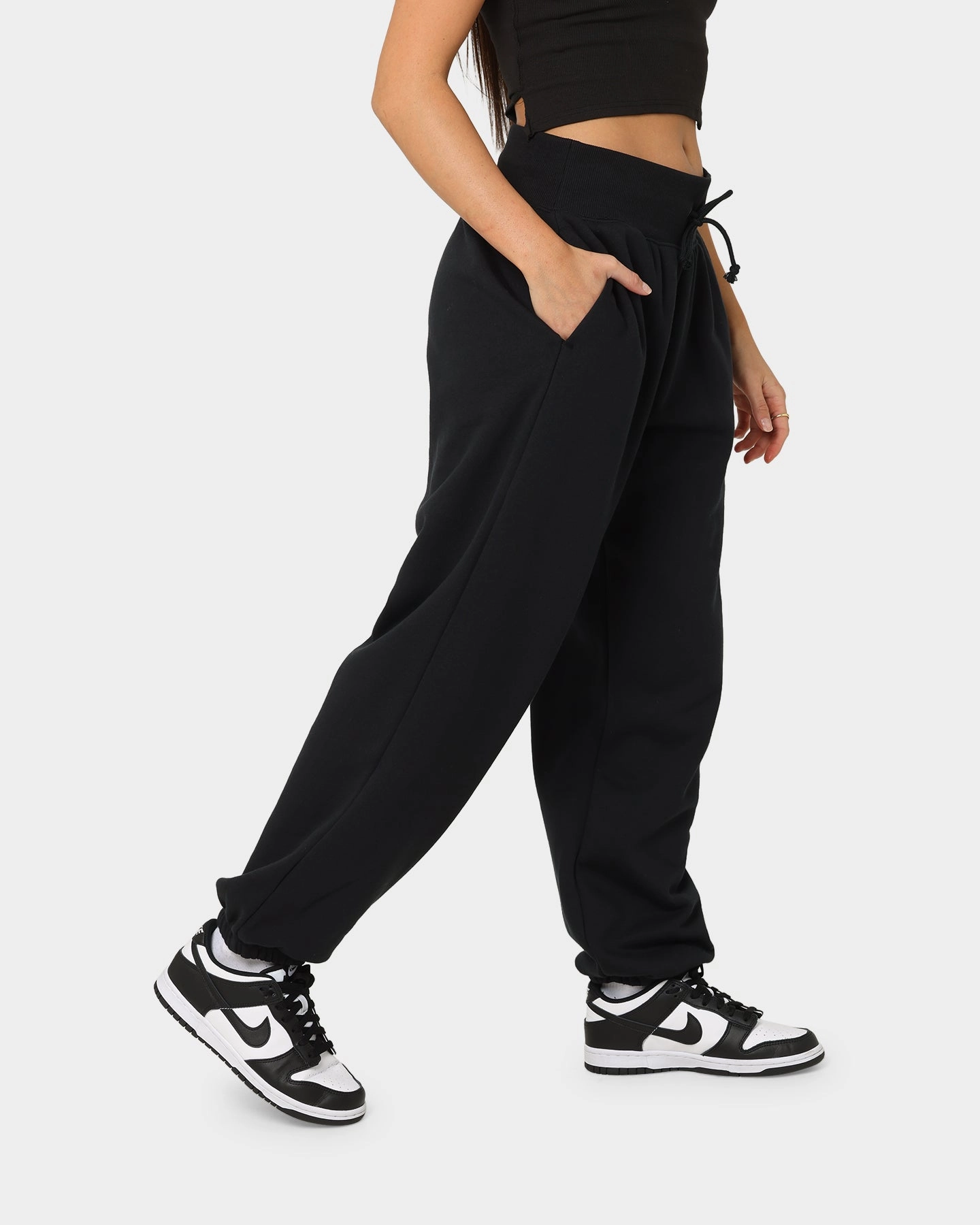 Nike Women's Sportswear Style Fleece High Rise Oversized Pants Black/Sail