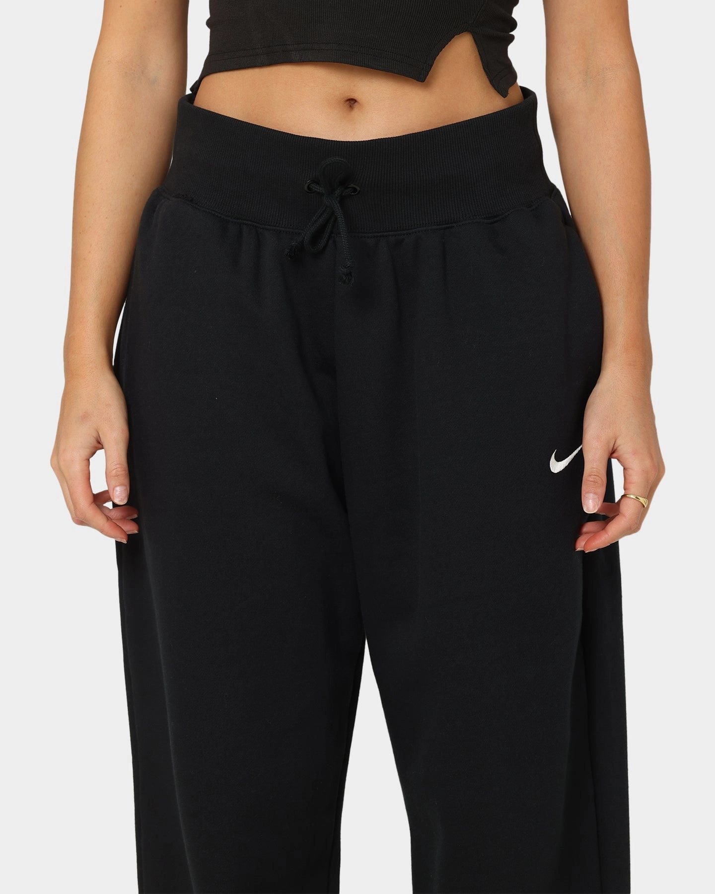 Nike Women's Sportswear Style Fleece High Rise Oversized Pants Black/Sail