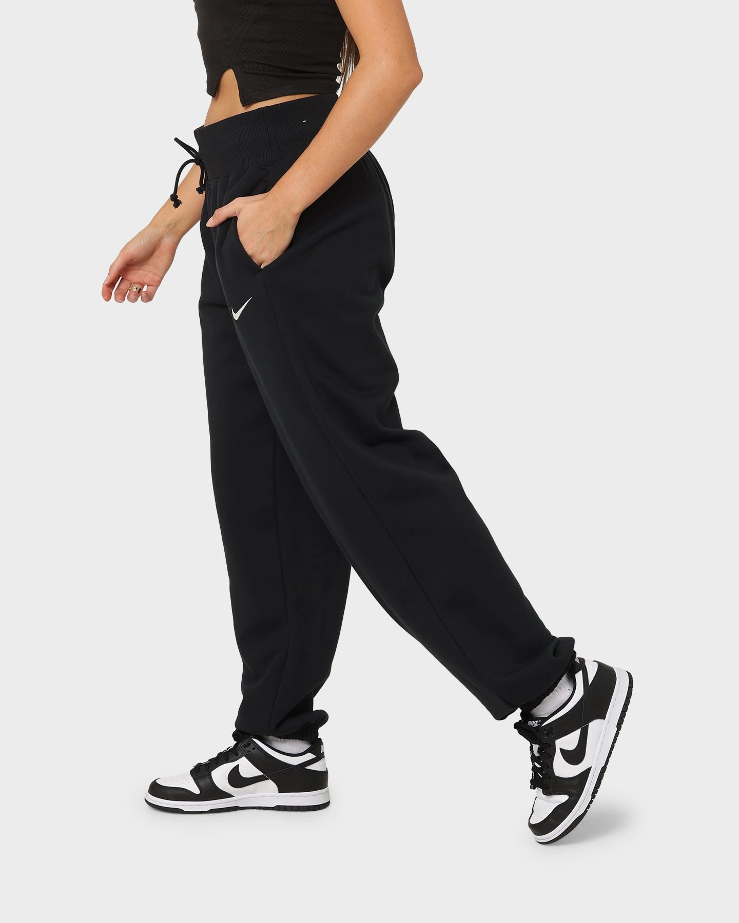 Nike Women's Sportswear Style Fleece High Rise Oversized Pants Black/Sail