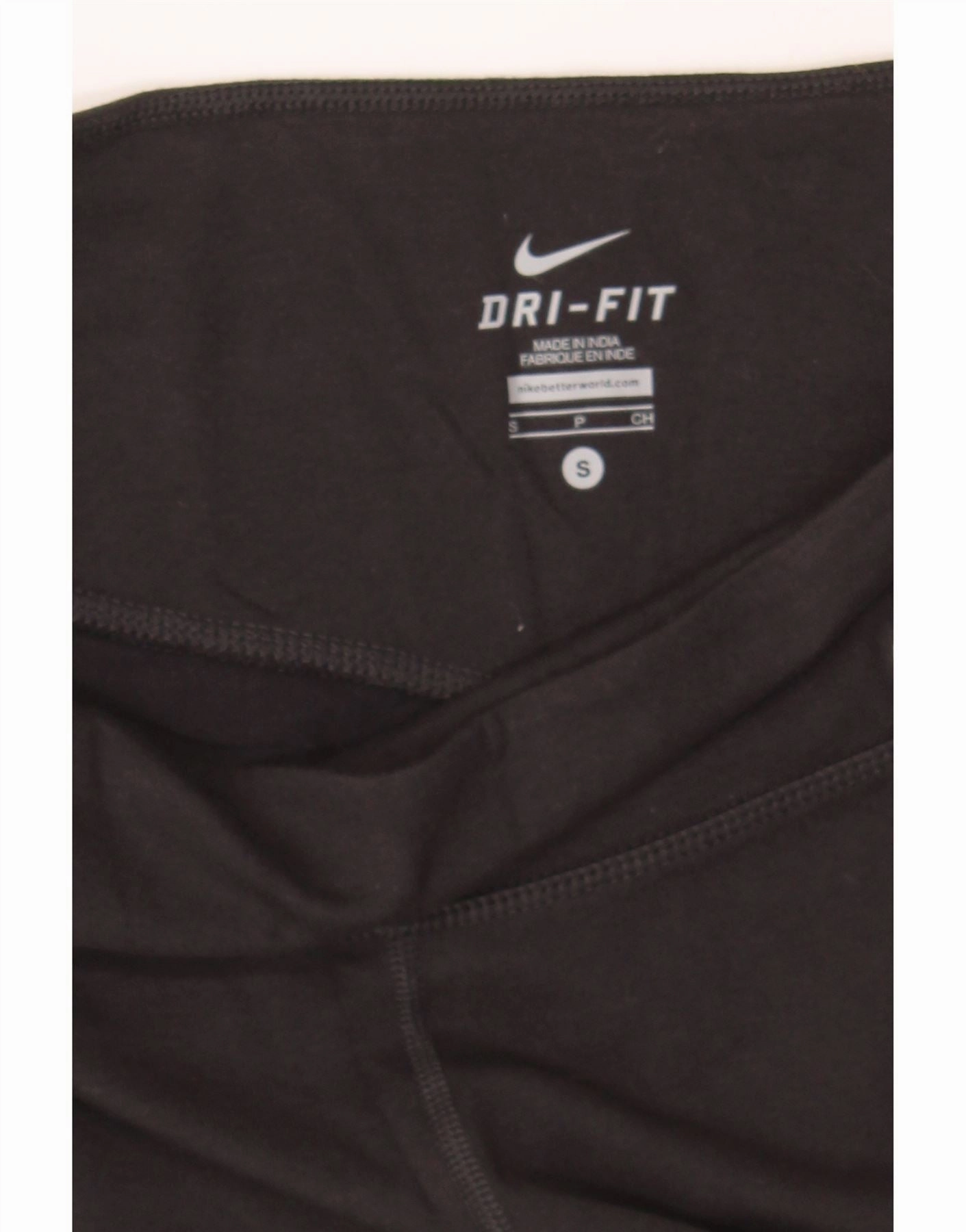 NIKE Womens Dri Fit Capri Leggings UK 10 Small  Black Polyester