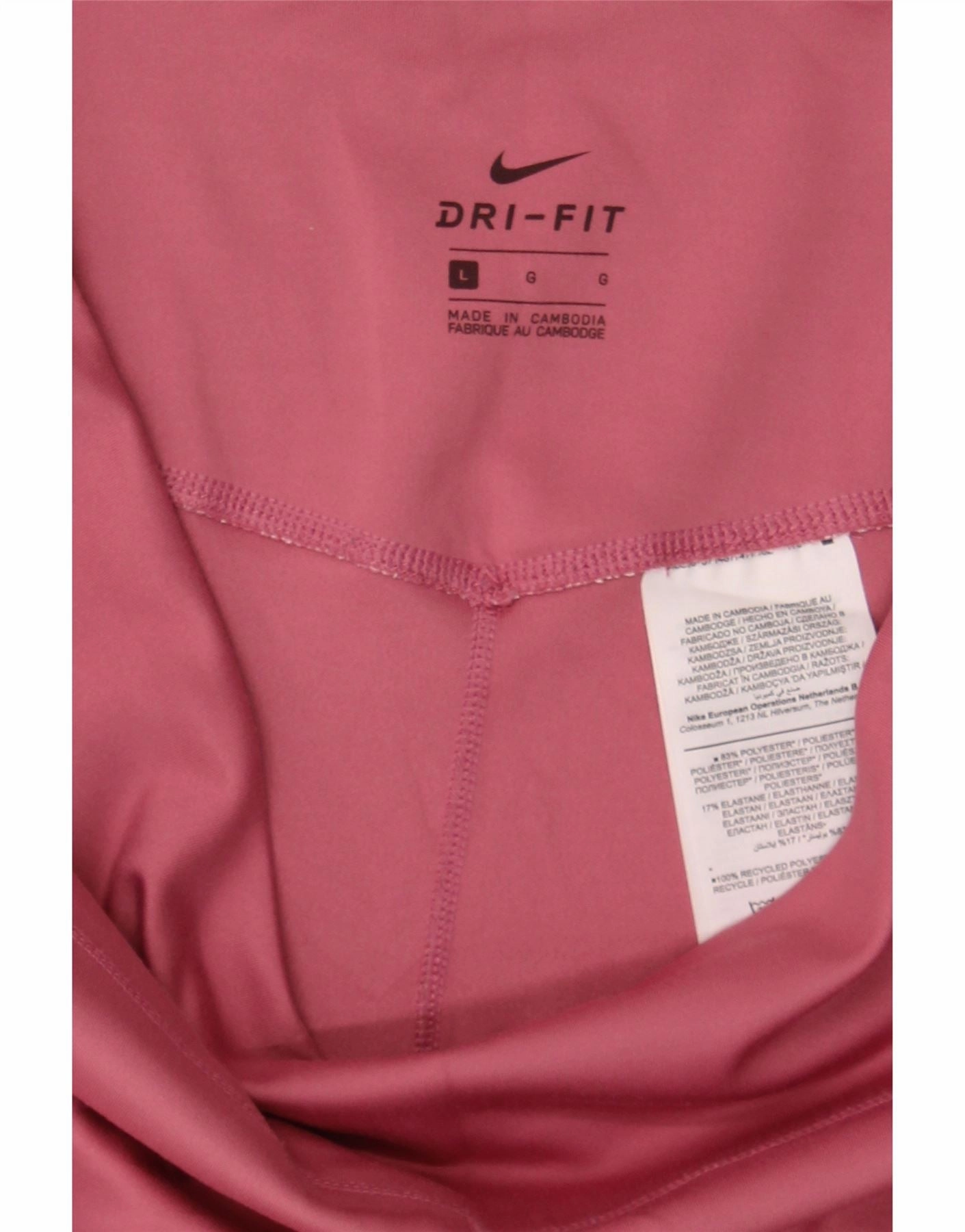 NIKE Womens Dri Fit Graphic Leggings UK 14 Large  Pink Polyester
