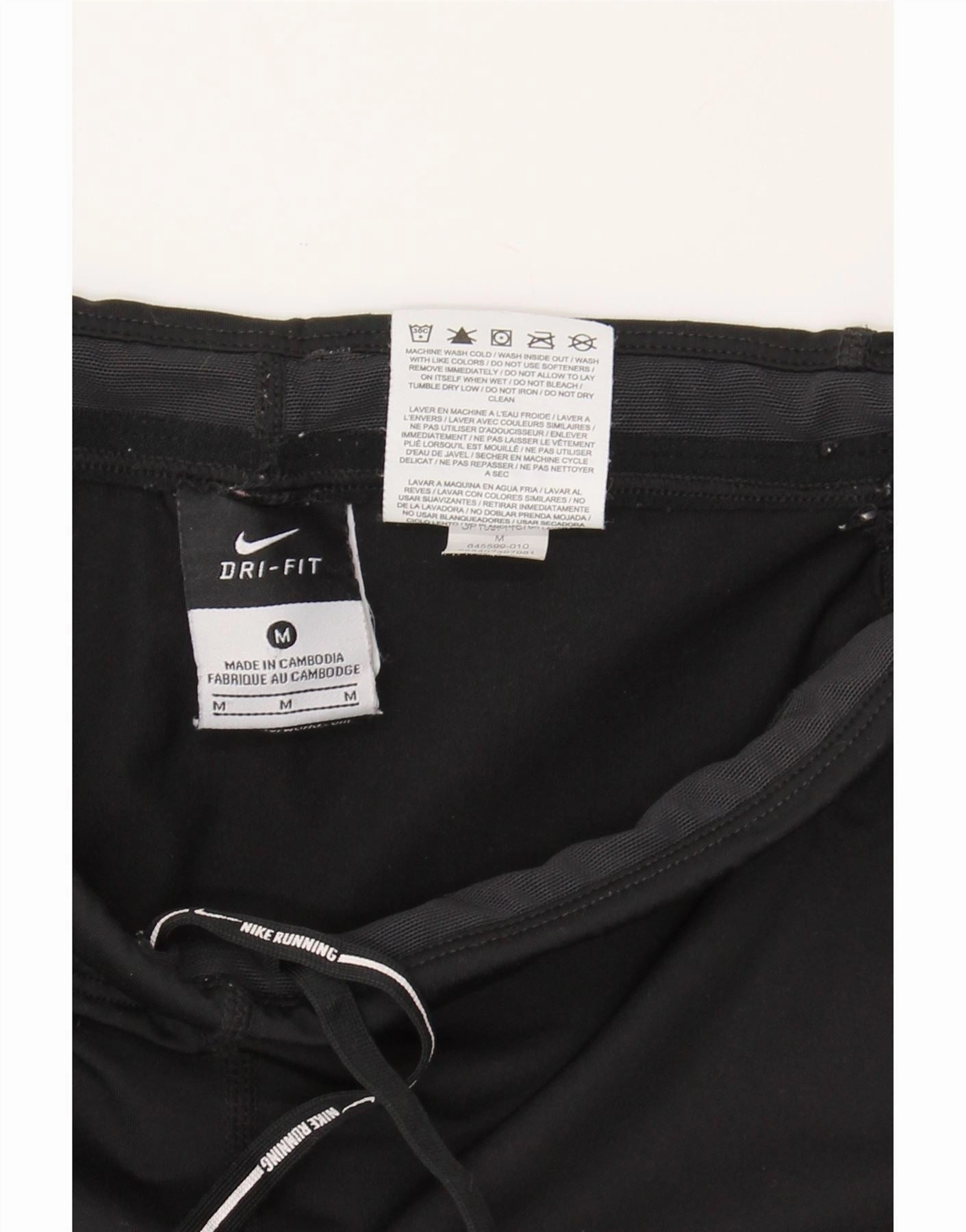 NIKE Womens Dri Fit Leggings UK 12 Medium Black Polyester