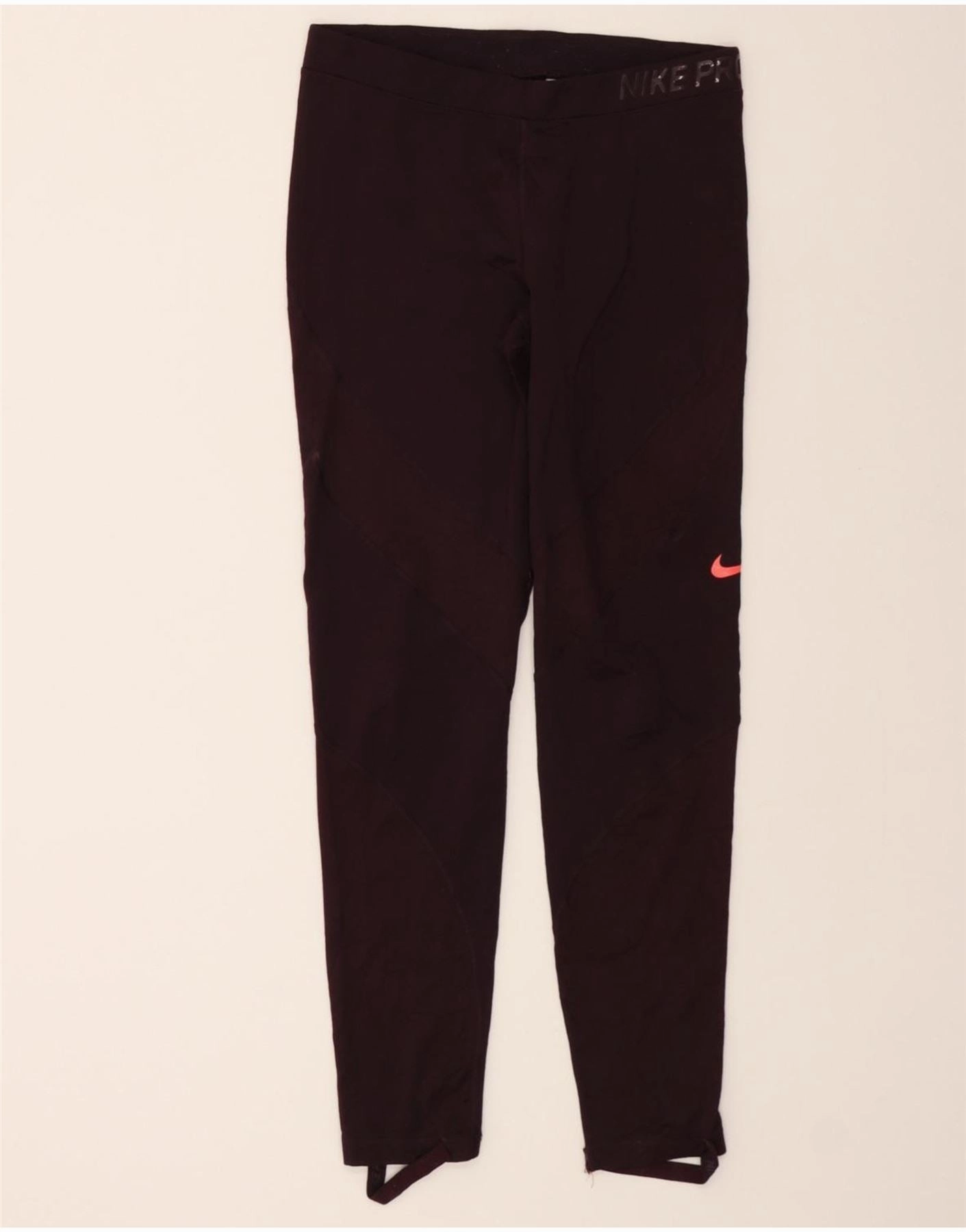 NIKE Womens Leggings UK 14 Large  Burgundy Polyester