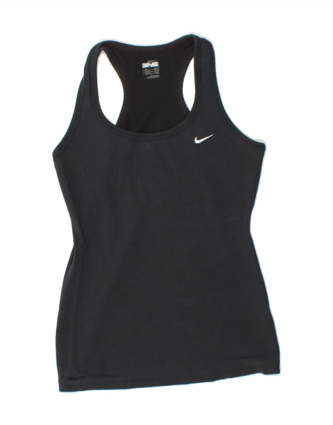 NIKE Womens Vest Top UK 6/8 XS Black Cotton