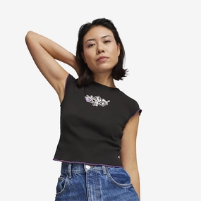 Puma | x X-GIRL RIBBED SLIM FIT TEE  { BLACK