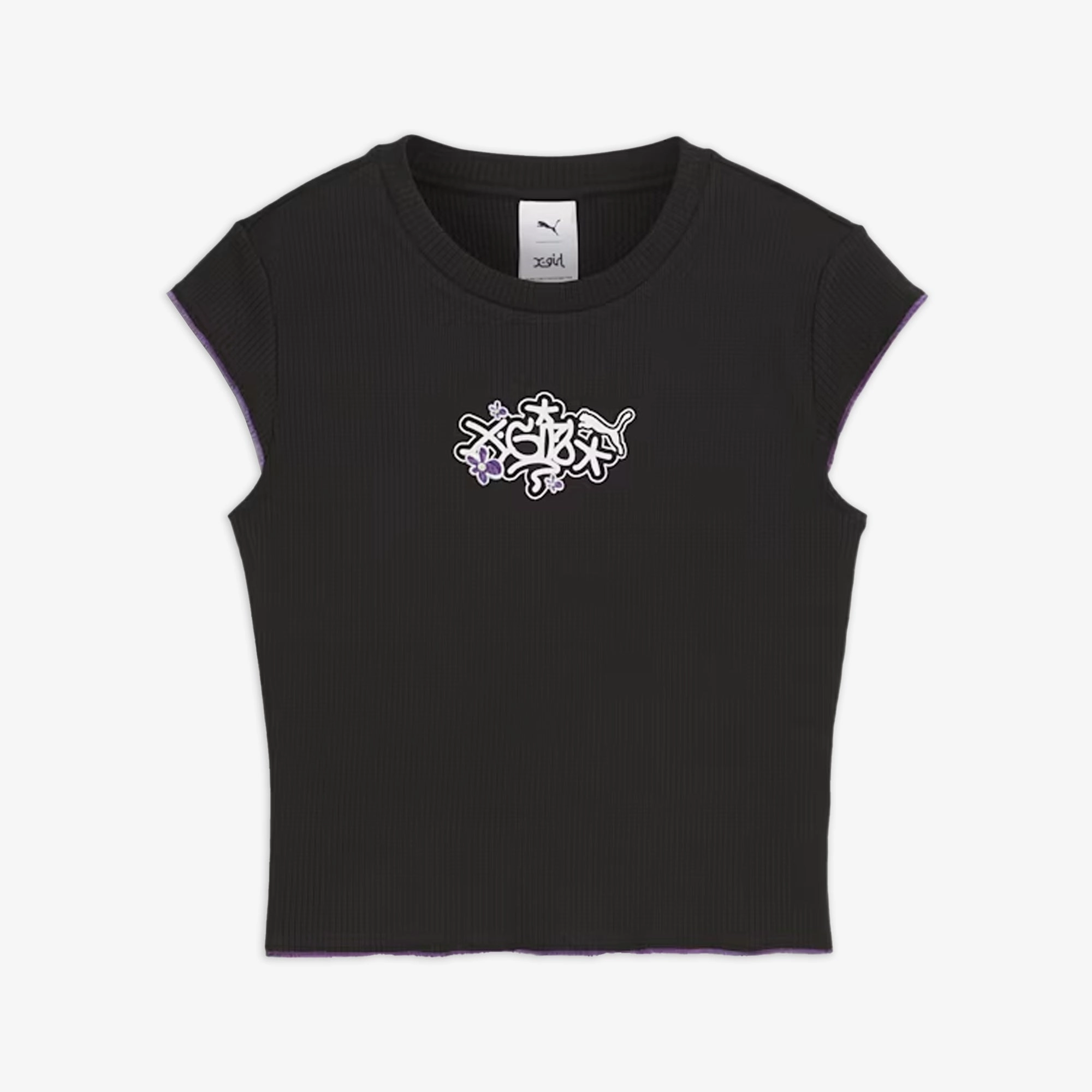 Puma | x X-GIRL RIBBED SLIM FIT TEE  { BLACK