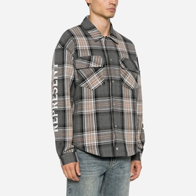 Represent | QUILTED FLANNEL SHIRT  { GREY CHECK