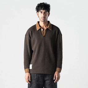 Superkicks | POLO: WAFFLE KNIT WITH CORDUROY DETAILS  { BROWN