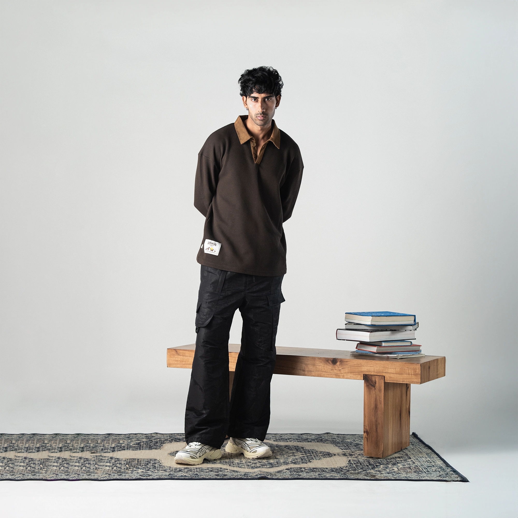 Superkicks | POLO: WAFFLE KNIT WITH CORDUROY DETAILS  { BROWN