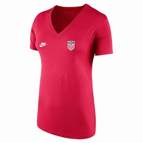 Women's Nike USA L/C Legend V-Neck SS Red Tee